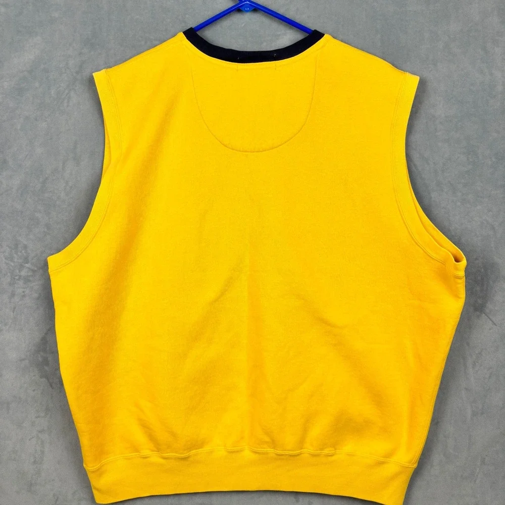 Polo Golf Ralph Lauren Mens XL Yellow V-Neck Sweatshirt Vest Embroidered Crest